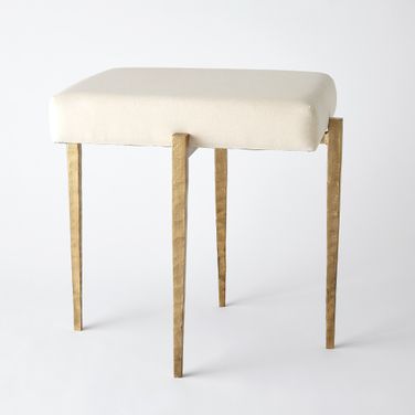 Laforge Small Bench In Antique Gold With Muslin Cushion