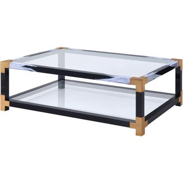 Lafty White Brushed and Clear Glass Coffee Table