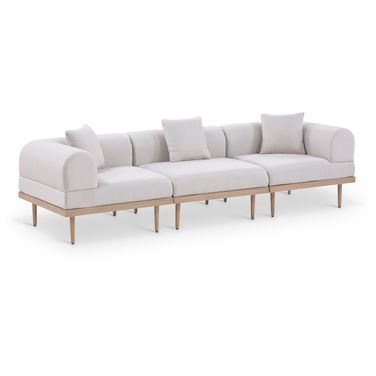 Laguna 106.5 Inch Fabric Upholstered 3 Piece Outdoor Patio Modular Sofa In Beige and Natural