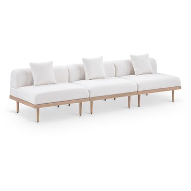 Laguna 106.5 Inch Fabric Upholstered 3 Piece Outdoor Patio Modular Sofa In Cream and Natural