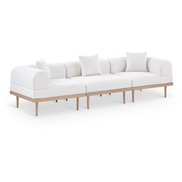 Laguna 106.5 Inch Fabric Upholstered 3 Piece Outdoor Patio Modular Sofa In Cream and Natural