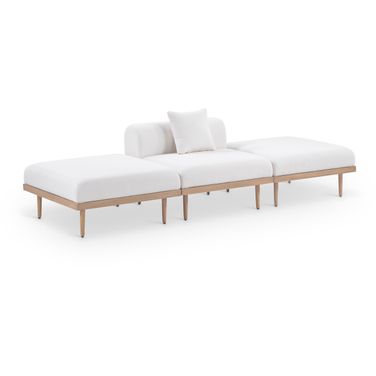 Laguna 106.5 Inch Fabric Upholstered 3 Piece Outdoor Patio Modular Sofa In Cream and Natural
