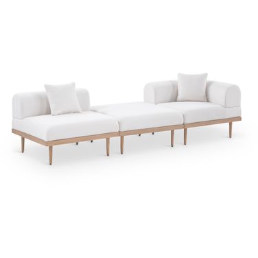 Laguna 106.5 Inch Fabric Upholstered 3 Piece Outdoor Patio Modular Sofa In Cream and Natural