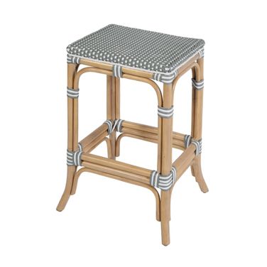 Laguna 24.5" Rectangular Rattan Backless Counter Stool In Gray and White