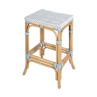 Laguna 24.5" Rectangular Rattan Backless Counter Stool In White and Gray