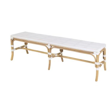 Laguna 66.5 in. W Rectangular Rattan Backless Accent Bench In Smooth White