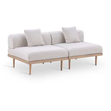 Laguna 71 Inch Fabric Upholstered 2 Piece Outdoor Patio Modular Loveseat In Beige and Natural