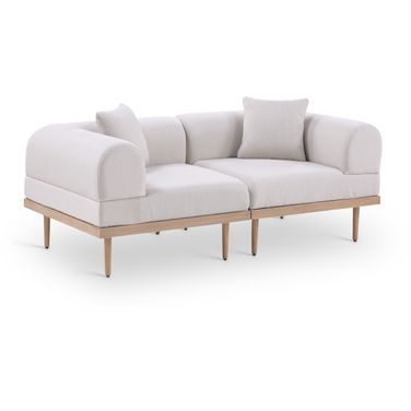 Laguna 71 Inch Fabric Upholstered 2 Piece Outdoor Patio Modular Loveseat In Beige and Natural