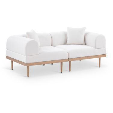 Laguna 71 Inch Fabric Upholstered 2 Piece Outdoor Patio Modular Loveseat In Cream and Natural