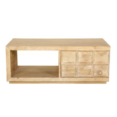Laguna Rectangular Storage Cocktail Table In Bleached Natural
