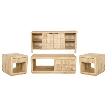 Laguna Rectangular Storage Occasional Table Set  In Bleached Natural