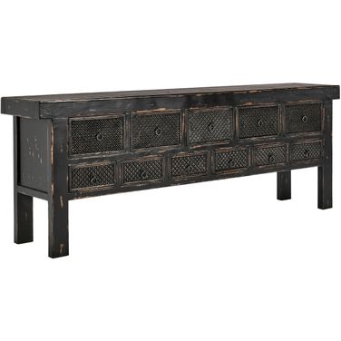 Lahey 11 Drawer Console Table In Antique Black