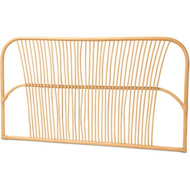 Laina Rattan Wall Mount Queen Headboard In Natural Brown