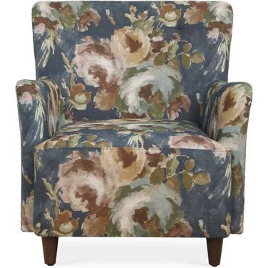 Lainey Floral Upholstered Armchair In Blue