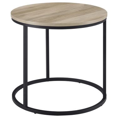Lainey Round Occasional Side End Table In Distressed Pine