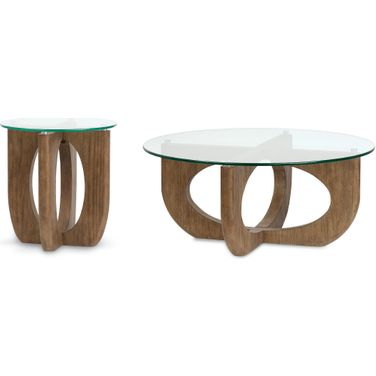 Lainey Round Occasional Table Set In Almond