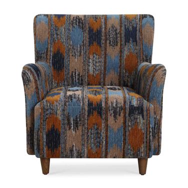 Lainey Upholstered Ikat Armchair In Blue/Brown/Orange