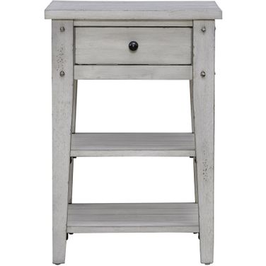Lake House Chair Side Table In Weathered White