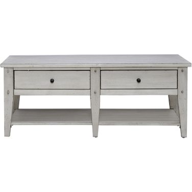 Lake House Cocktail Table In Weathered White