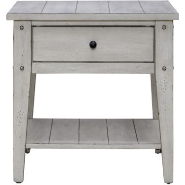 Lake House End Table In Weathered White