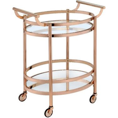 Lakelyn Rose Gold and Clear Glass Serving Cart