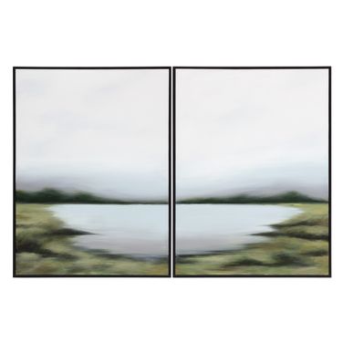 Lakeside Views 36" x 48" Accent Wall Art Set of 2 In Black and Green