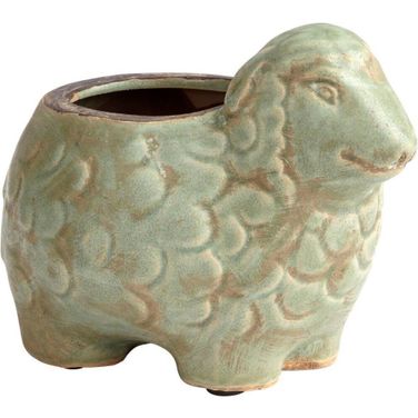 Lala Green Glaze Lamb Planter