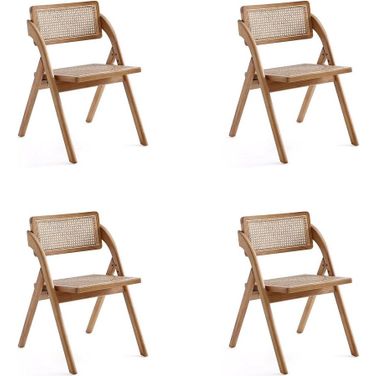 Lambinet Folding Dining Chair In Nature CaneSet of 4