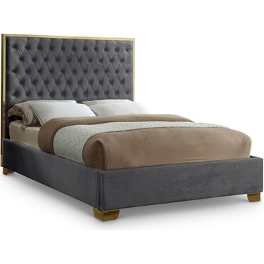 Lana Velvet King Bed In Grey