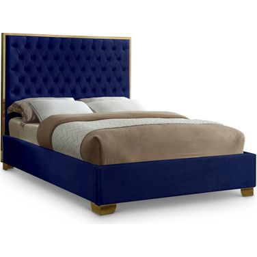 Lana Velvet Queen Bed In Navy