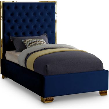 Lana Velvet Twin Bed In Navy