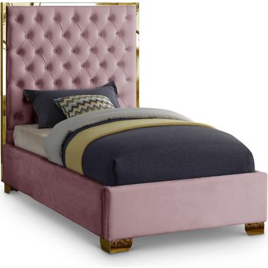 Lana Velvet Twin Bed In Pink