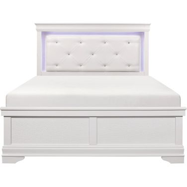 Lana Eastern King Bed with LED Lighting In White