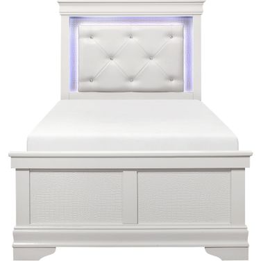 Lana Twin Bed with LED Lighting In White