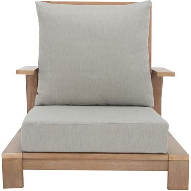 Lanai Wood Patio Chair In Dark Brown And Beige