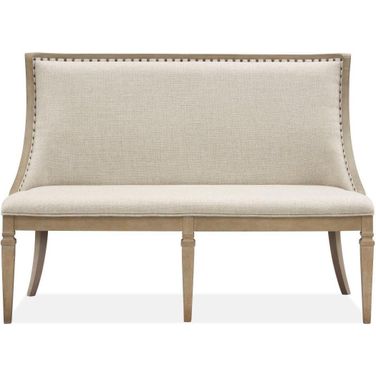 Lancaster Dovetail Grey Wood Bench with Upholstered Seat and Back KD