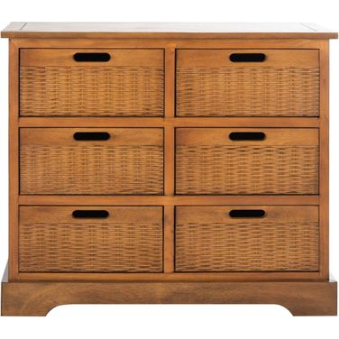 Landers 6 Drawer Storage Unit in Honey Brown