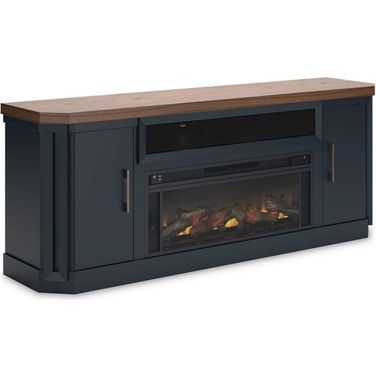 Landocken 83" TV Stand with Electric Fireplace In Two-tone
