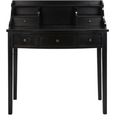Landon Distressed Black 5-Drawer Writing Desk
