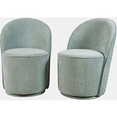 Landon Upholstered Swivel Dining Chair Set of 2 In Blue