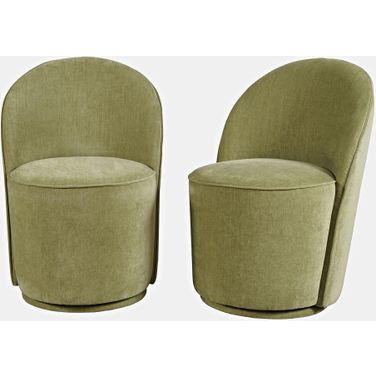 Landon Upholstered Swivel Dining Chair Set of 2 In Green