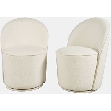 Landon Upholstered Swivel Dining Chair Set of 2 In Natural