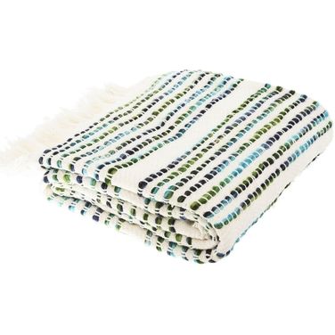Landra Fringe Throw in Blue and White