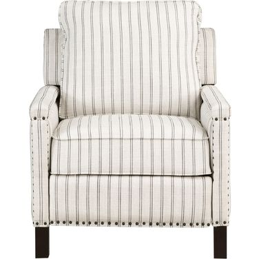Landrum Push Back Reclining Chair In Gray and Beige