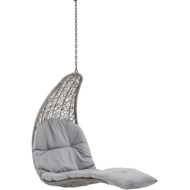 Landscape Hanging Chaise Lounge Outdoor Patio Swing Chair In Light Gray