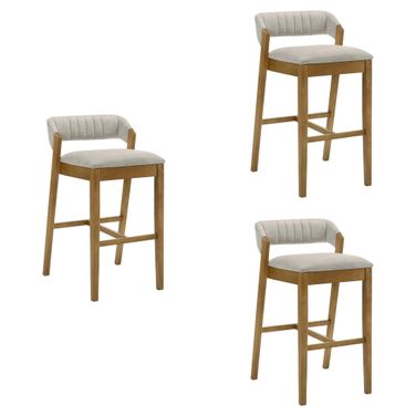 Landyn 26 Inch Counter Height Barstool Set of 3 In Grey and Amber Glow