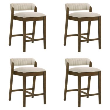 Landyn 30 Inch Bar Height Barstool Set of 4 In Ecru and Sepia Brown