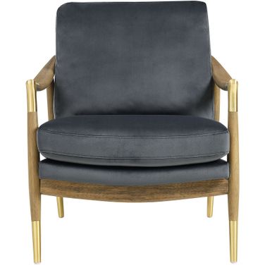 Langford Performance Velvet Accent Armchair In Cadet Blue Walnut
