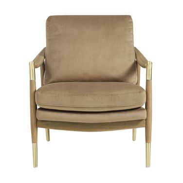 Langford Performance Velvet Accent Armchair In Walnut and Taupe