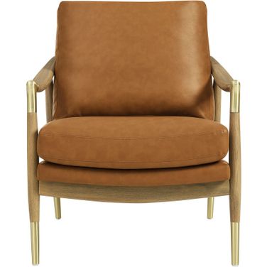 Langford Vegan Leather Accent Armchair In Tan and Walnut